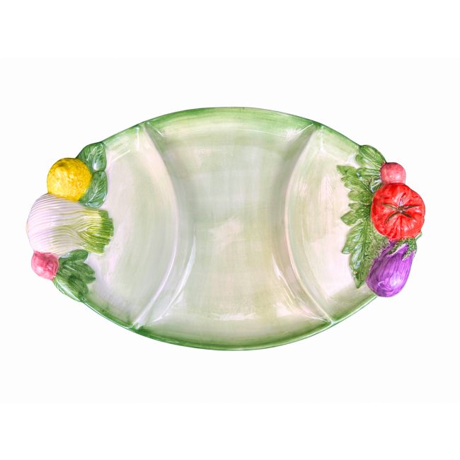 Orto Italiano – Ovale Groenteschaal met Drie Compartimenten