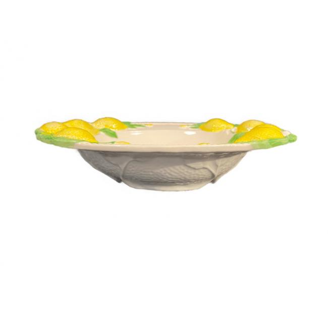 Napels Grote diepe kom Citroen (Onderkant bladreliëf)