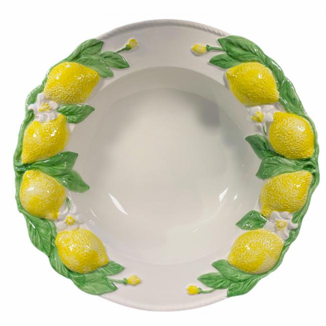 Napels Grote diepe kom Citroen (Onderkant bladreliëf)