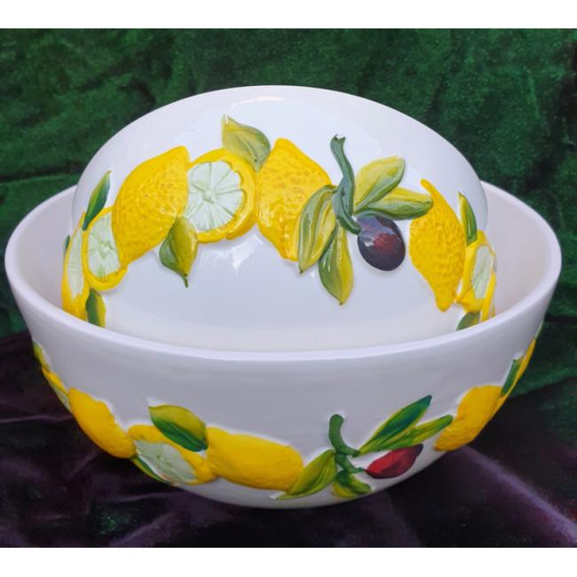 Ronde diepe schaal citroen en olijven L