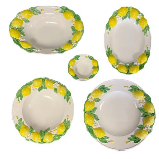 Napels Grote platte schaal Citroen (Onderkant bladreliëf)