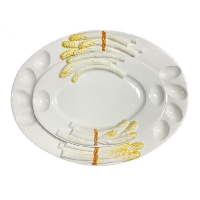 Ovale schaal Asperges met 2 eigaten Geel