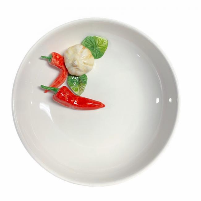 Ronde diepe schaal Knoflook Peper