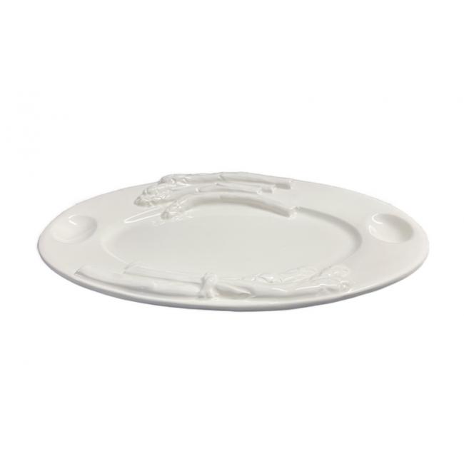 Ovale schaal Asperges met 2 eigaten Wit