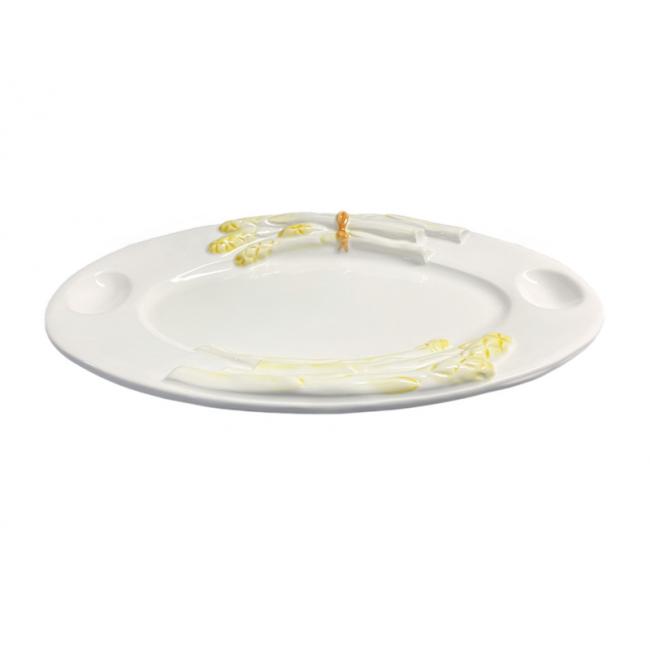 Ovale schaal Asperges met 2 eigaten Geel