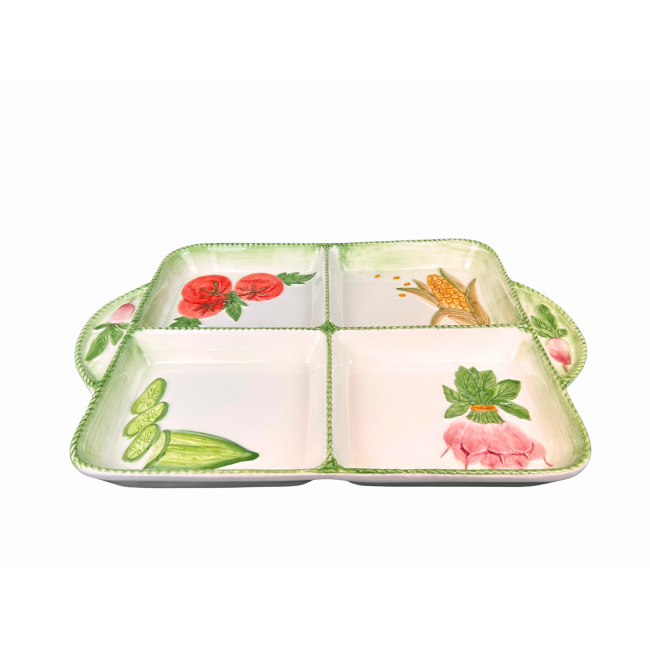 Orto Italiano – Vierkante Antipasti Schaal met 4 Vakken