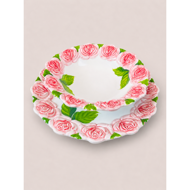 Rosa Romantica - Diepe Serveerschaal Reliëf