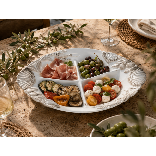 Frutti di Mare Ostrica Antipasti 4-Vaks Schaal
