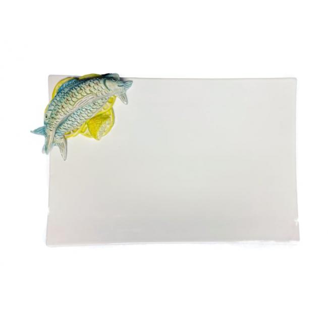 Rechthoekige schaal Sardientjes en Citroen